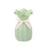 Light Plastic Vase Shatterproof Flower Vase with Ruffled Mouth Dried Flowers Holder with Bow for Bedroom Living Room Table Decor