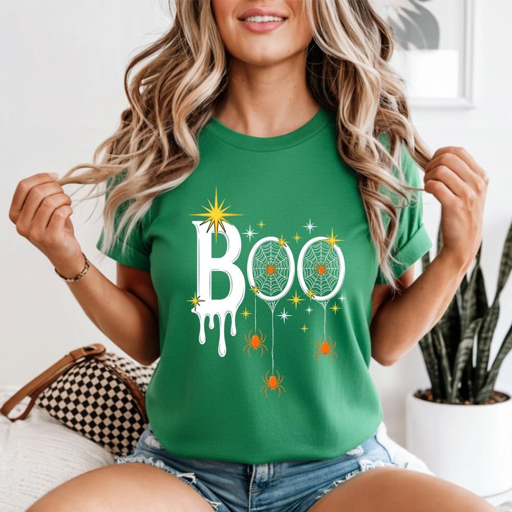 Halloween Unisexs Spider Rhinestone T Shirt Spooky Graphic Tee
