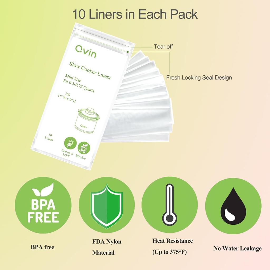 16 Oz Mini Crocpot Slow Cooker Liners, Disposal Plastic Bags, Compatible with Qvin 0.65Qt Slow Cooker, 20 OZ Croc-pot, KOOC small 0.65-Qt, Betty
