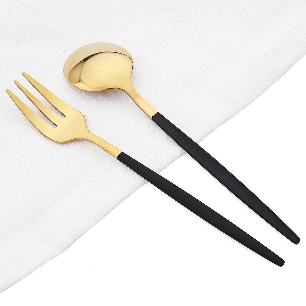 20Pcs Black Dinnerware Tableware Set High Quality Knife Cake Fork Coffee Spoon Flatware Stainless Steel Cutlery Western Kiechen Silverware