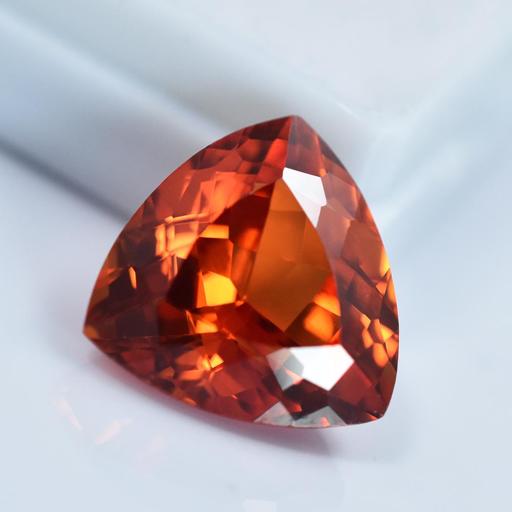Natural Orange Sapphire Loose Gemstone 10.65 ct Trillion Cut September Birthstone for Jewelry Making