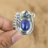 Натуральный Лазурит Камень Обещание Цветок Регулируемое Кольцо 925 Стерлинговое Серебро