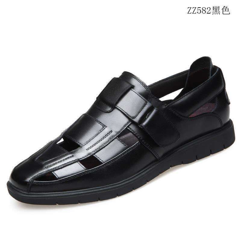 Special Leather Shoes Summer Hollow Leather Sandals Men's Breathable Soft Sole Soft Surface Hole Shoes Middle-aged and Elderly Business Dad Shoe Cou