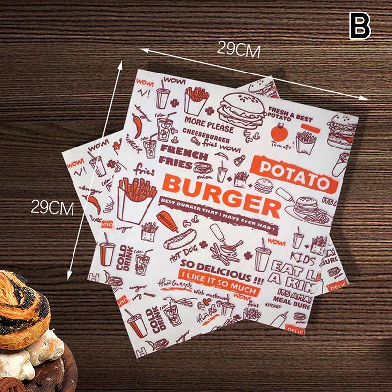 50 шт. Маслостойкая оберточная бумага для выпечки и пищевых продуктов, вощеная бумага, оберточная бумага для гамбургеров и картофеля фри, кухонный коврик для сэндвичей и хлеба, инструменты для выпечки