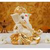 Poly Resin Golden Off White Ganesh Idol for Car Dashboard Small Ganesha Murti Ganpati Idol for Home Decor Puja Lord Ganesh Statue Gift