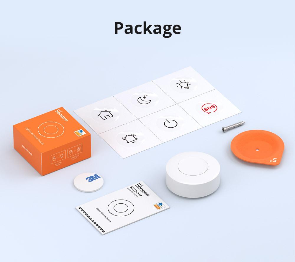 SONOFF SNZB-01P Zigbee Wireless Smart Switch: No Wiring Needed, Freely Place Scene Switch, Easy Setup.