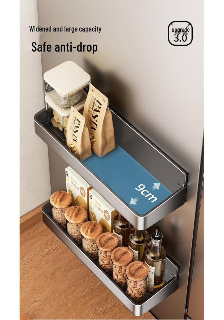Magnetic No-Drill Refrigerator Side Storage Rack and Spice Holder