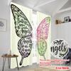 2pcs 2D flat printing Curtain Butterflies Appear When Angels 100% Polyester Without Electricity Festive Wall Decor for Yard &