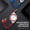 Телескопический USB-кабель 3 в 1 3A Быстрая зарядка для интерфейсов Type C Lightning Прочный ПВХ материал Портативный для путешествий дома