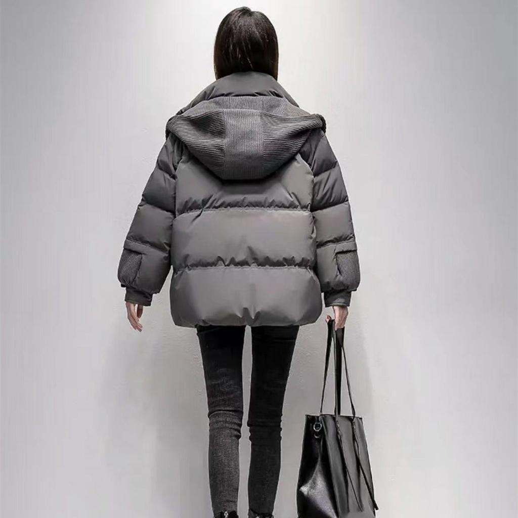 Утолщенная зимняя студенческая куртка с капюшоном на хлопковой подкладке, короткое теплое пальто с шарфом