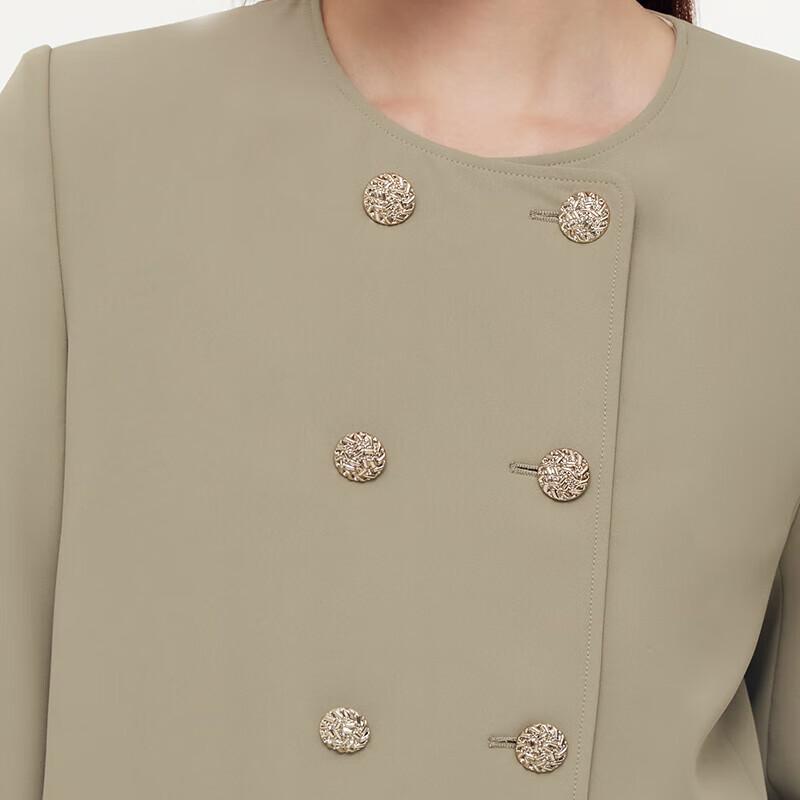 GOELIA Spring New Arrival Four-Way Stretch Round Neck Double-Breasted Jacket