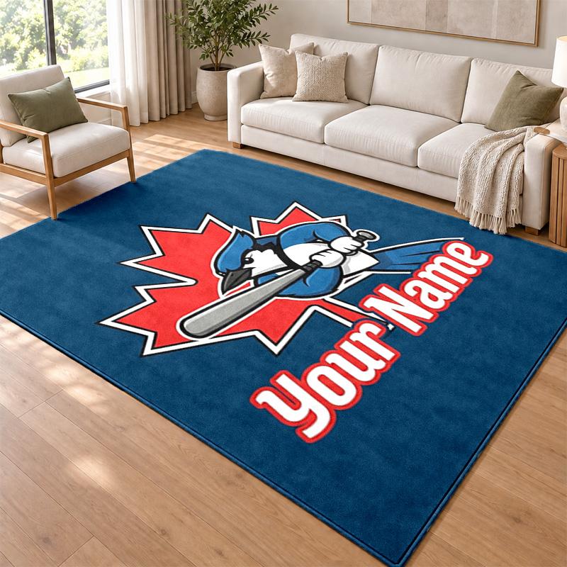 Blue Jays Academy Custom Name Personalized Rug Non‑Slip Doormat Floor Carpet Housewarming Birthday Gift for Family Friends