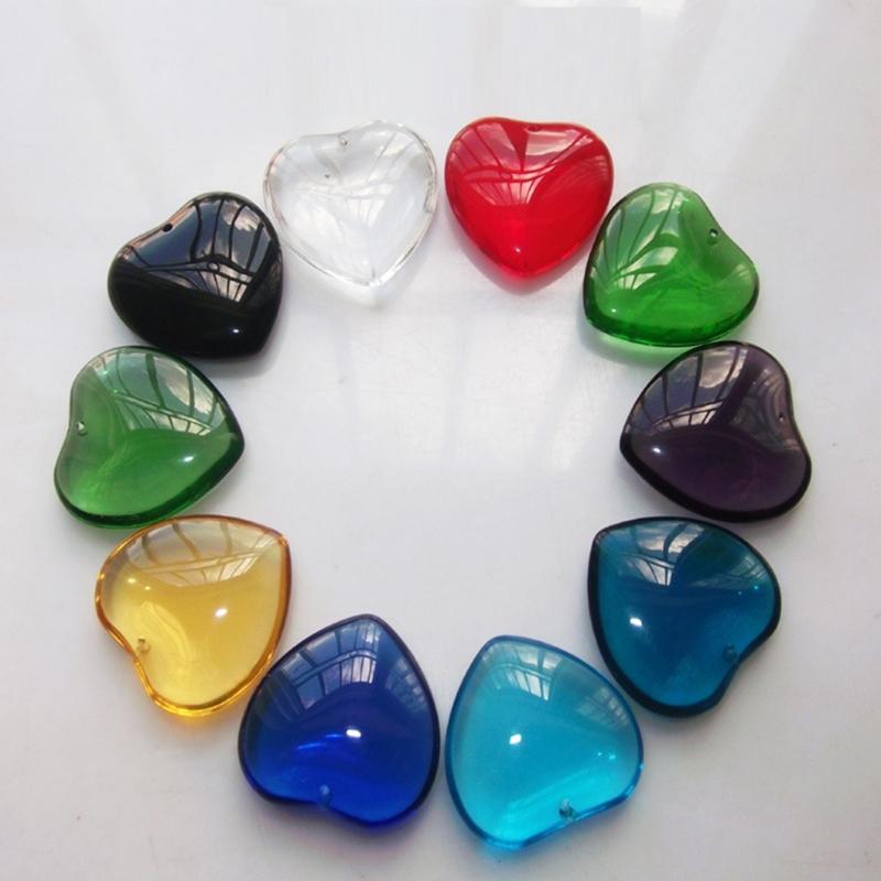 Love Heart Shaped Pendant Crystal Glass Peach Heart Loose Beads Charm for DIY Jewelry Necklace Earrings Making