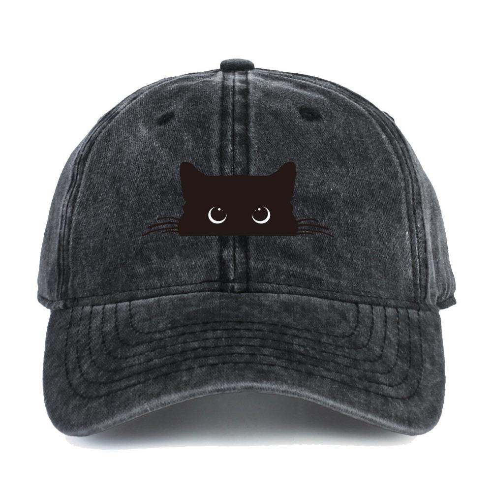 Sweet Cartoon Baseball Hat Peaked Cap Cotton Baseball Cap Simple Cat Print Baseball Cap Outdoor