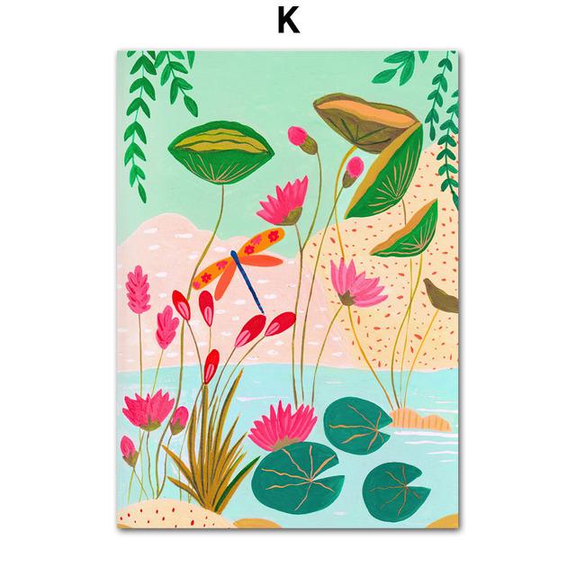 Тропический Тигр, Леопард, Рыба, Лотос, Марокко, Ваза, настенная живопись на холсте, постеры и принты, настенные панно для декора гостиной, без рамки