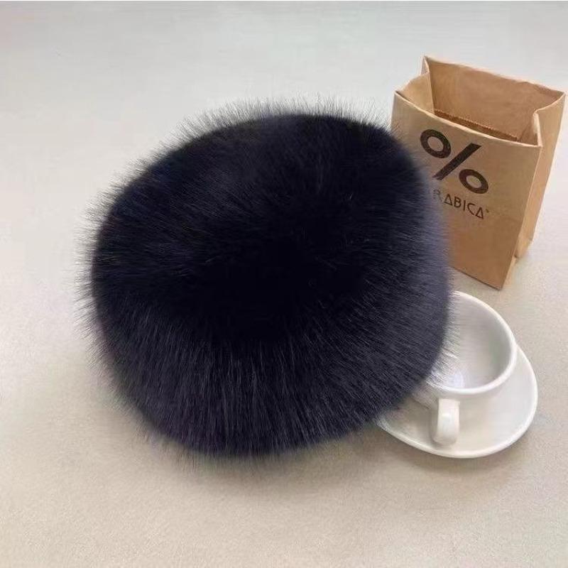 Winter Fluffy Imitation Fur Thickened for Keep Warmth Plush Bucket Hats Women Fashion Outdoor Skiing Ear Protection No Eaves Hat
