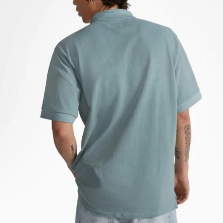 Converse Polo Shirts Men's Blue Gray Polo Collar Moderate Straight Fit 10024739-A03