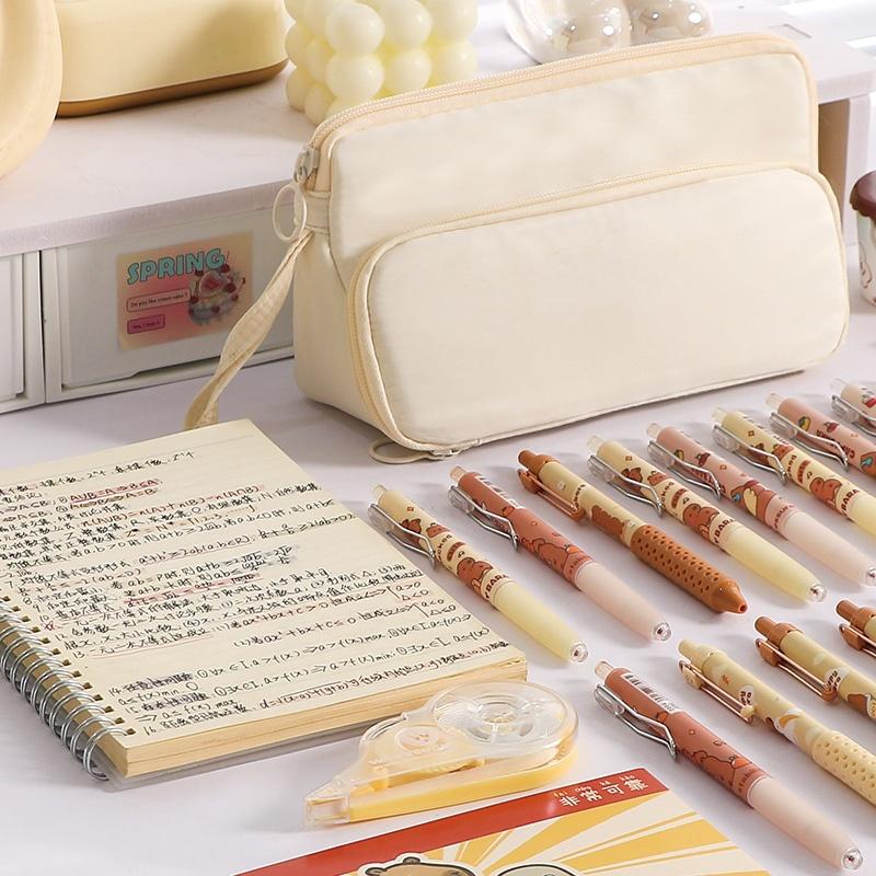 1pcs Pencil Case Triangle Pen Bag Staged Pocket Multi Mesh Storage Trasparent Back Pocket Stationery Organizer Pouch