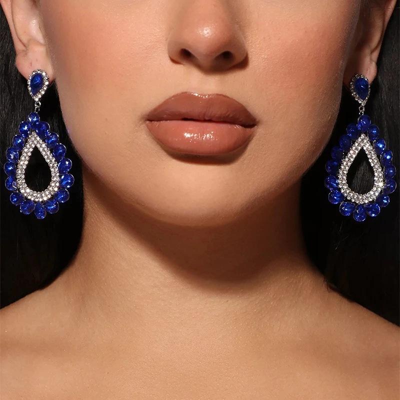 Летние серьги с каплями температуры, простой дикий костюм, украшение для ушей со стразами