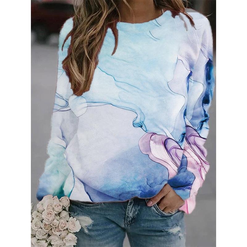 Marbling 3D Print Hoodie Women Y2k Hoodies Streetwear Sweatshirts Oversized O-Neck Pullovers Harajuku Tops Femme Woman Clothing