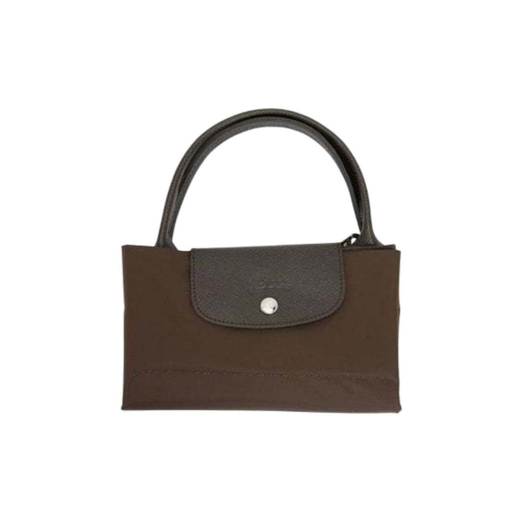 Longchamp Le Pliage Green Логотип Контрастный Дизайн Нейлон Сумка-пельмень Средняя Женские Сумки-тоут Мокко-Коричневый 1623919002