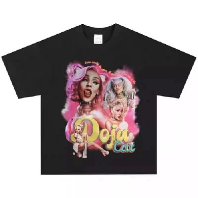 2025 Doja Cat Хип-хоп Рэпер Футболка Портрет Тяжеловесная Американская Ретро Трендовая С коротким рукавом Винтажная Высококачественная Роскошная