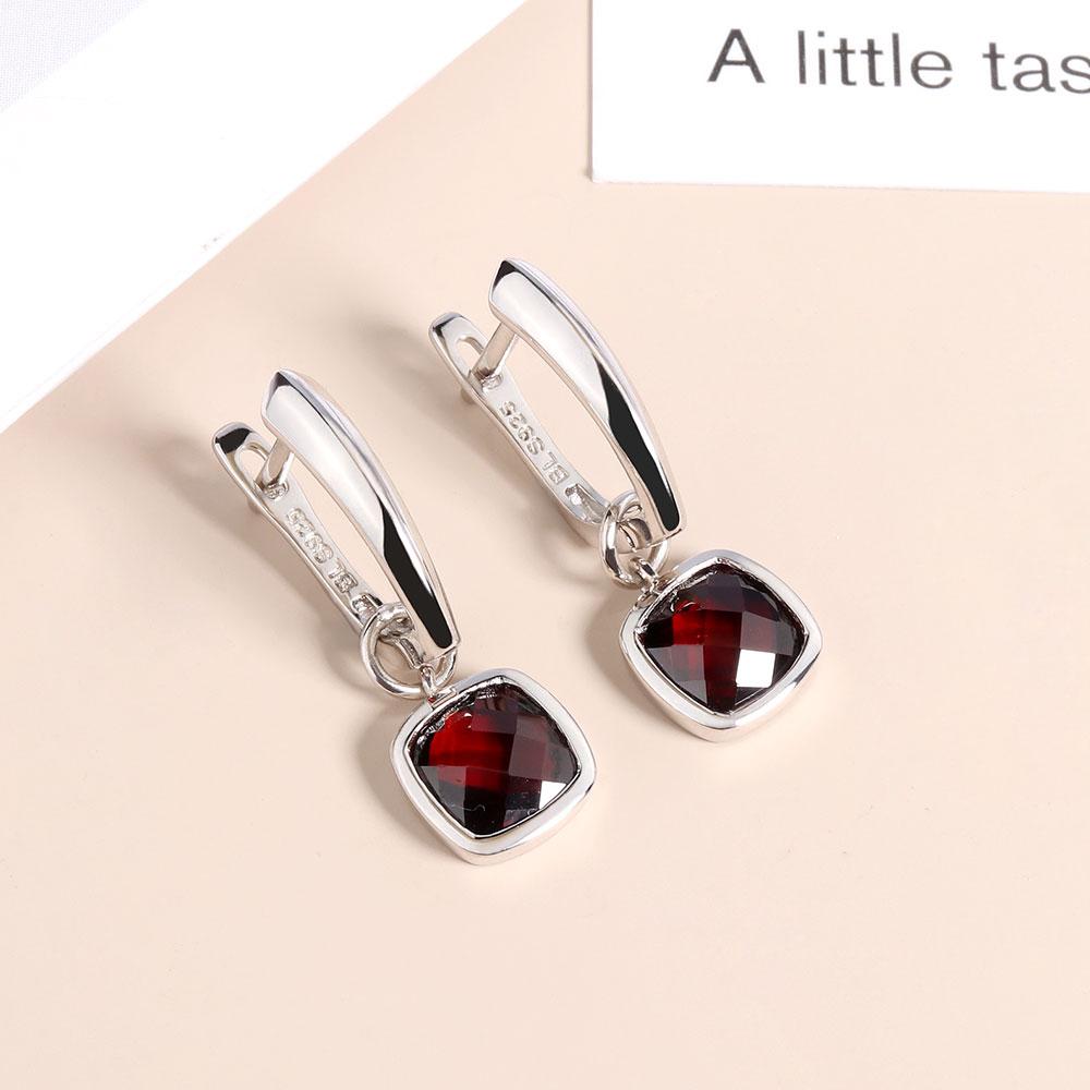 Серьги-подвески с застежкой из стерлингового серебра 925 пробы, комплект украшений с натуральным красным гранатом, настоящим драгоценным камнем, изысканные украшения для женщин и девочек, повседневная одежда, хороший подарок