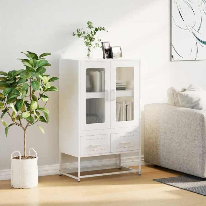 VidaXL Buffet haut blanc 68x39x111,5 cm acier, armoire, armoire de rangement, buffet haut, armoire latérale, armoire haute, 853367