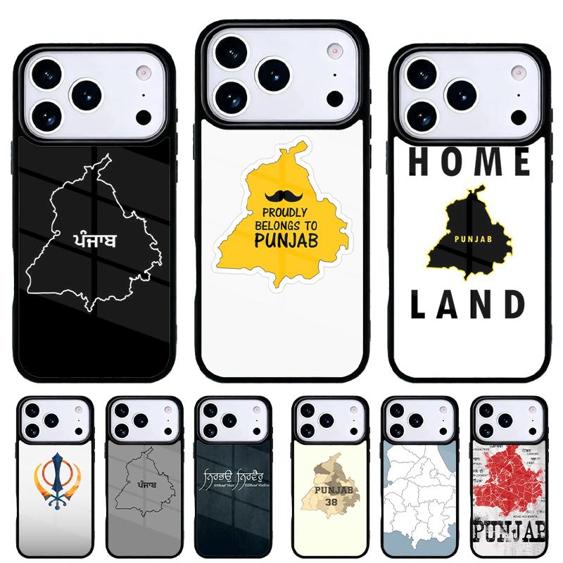Punjab Map Outline Phone Case for iPhone 17 Air 16e 15 14 13 Pro Max Back Cover for 12 11 Pro Coque