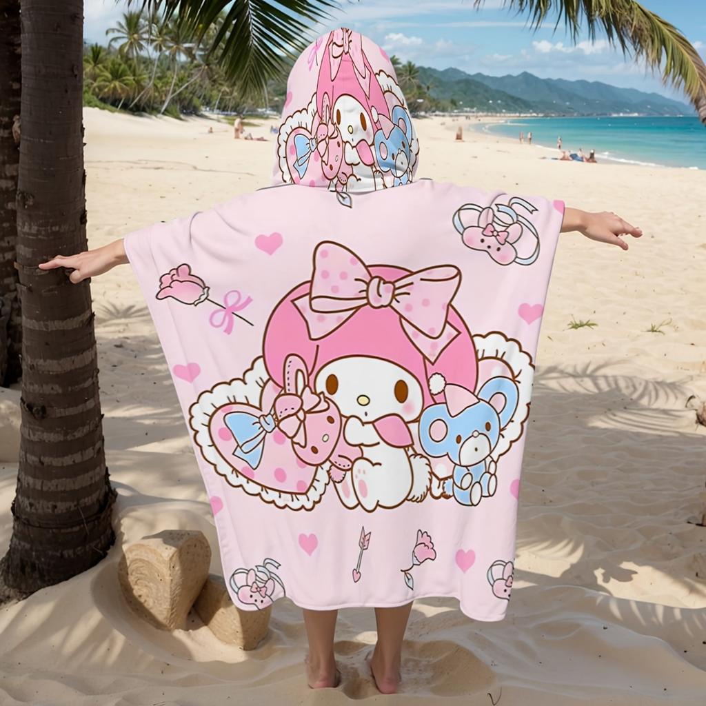 1 шт. Мультяшное пляжное полотенце-накидка Sanrio для взрослых/детей, быстросохнущее, для летнего плавания