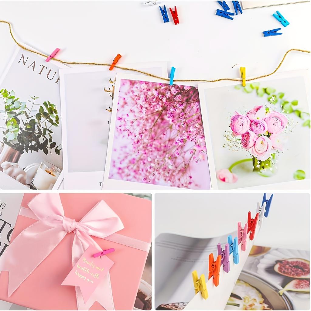 Декоративные деревянные прищепки - Отделка махагони, Розовый цветочный узор, Отлично подходят для хранения носков, нижнего белья и мелких вещей, Прищепки