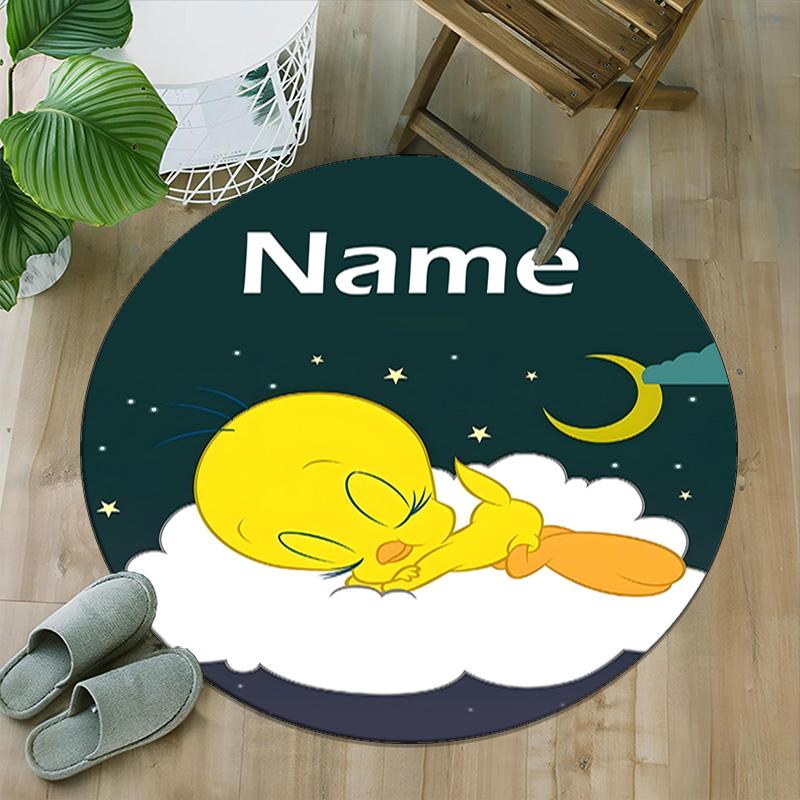 Customizable T-Tweety2 Round Non-Slip Carpet - Ideal for Garden, Picnic, Office, Perfect for Decoration, Suitable For All Seasons