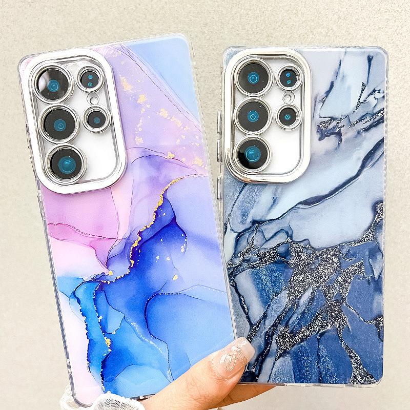 Подходит для нового чехла для мобильного телефона Samsung S25 Ultra S24plus с двухсторонним покрытием Imd, гальванизированного мрамора, чехол A55
