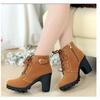 New Spring Winter Women Pumps Boots High Quality Lace-up European Ladies Shoes PU High Heels Boots Fast Delivery