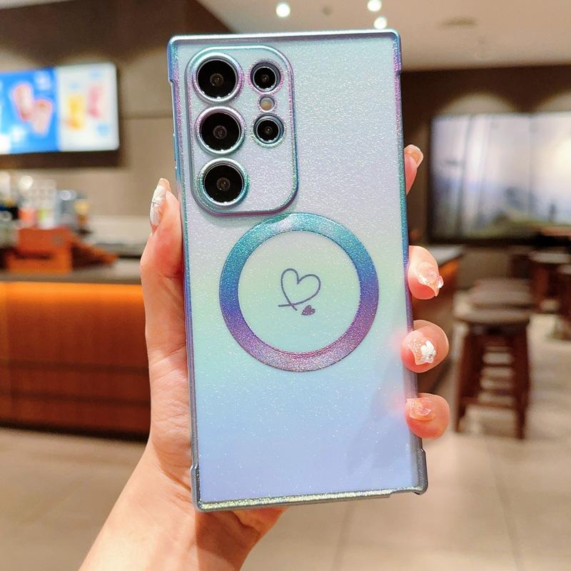 Чехол для телефона с блестками и градиентом цвета сияющий Love Heart для Samsung S24 Ultra S23 S22 Plus S21 S20 FE, ударопрочный, тонкий, для MagSafe TPU