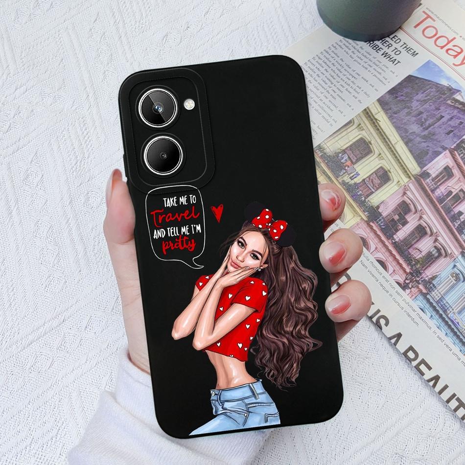 Чехол для Realme 10 Pro Plus Мультяшный Мягкий Гладкий Жидкий Силикон Защита Камеры Для OPPO Realme10 10Pro+ Чехол Funda Capa