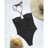 Сексуальное Монокини с морщинистым вырезом и лямкой на шее, женский купальник, цельный купальник, женский купальный костюм с высоким вырезом, купальный костюм, женский купальный костюм