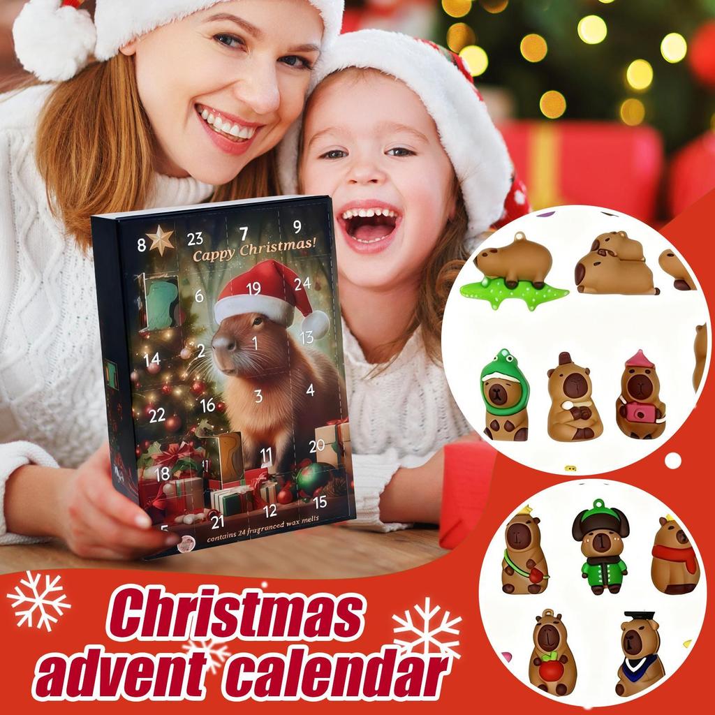 Capybara 3D Christmas Advent Calendar 24 Days Countdown Pendants Home Party Christmas Tree Decorations Hanging Ornaments Gifts