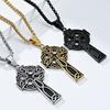 Vintage Nordic Viking Cross Titanium Steel Necklace Retro Jewelry for Men Women
