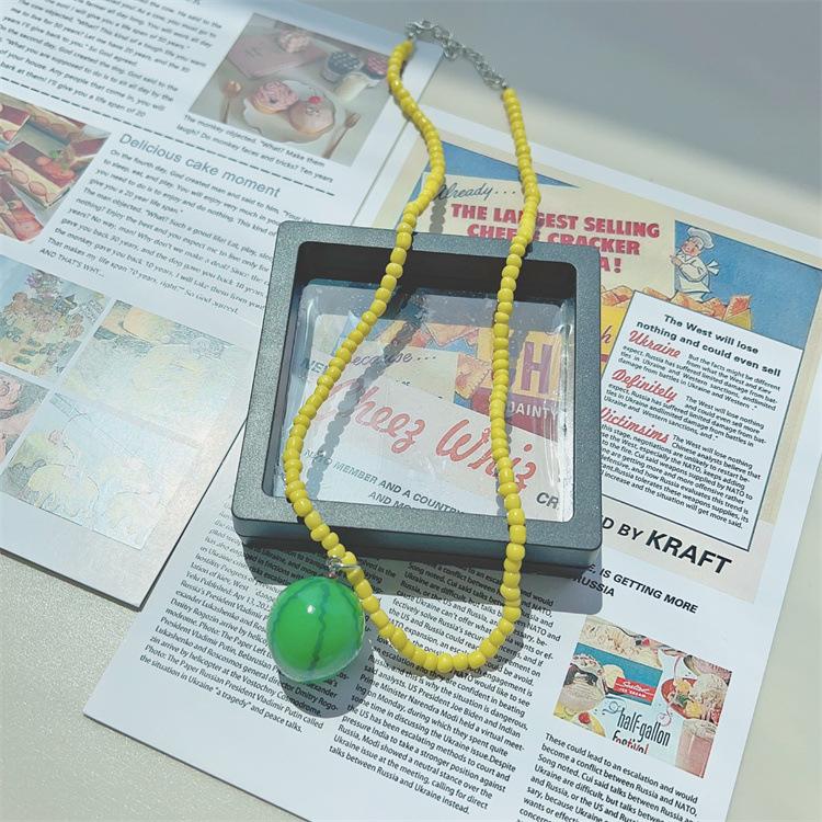 Трендовые украшения Дофаминовых цветов Яблоко Клубника Лимон Фрукты Подвеска Бусины Ожерелье для женщин Y2K Милый чокер Вечернее ожерелье