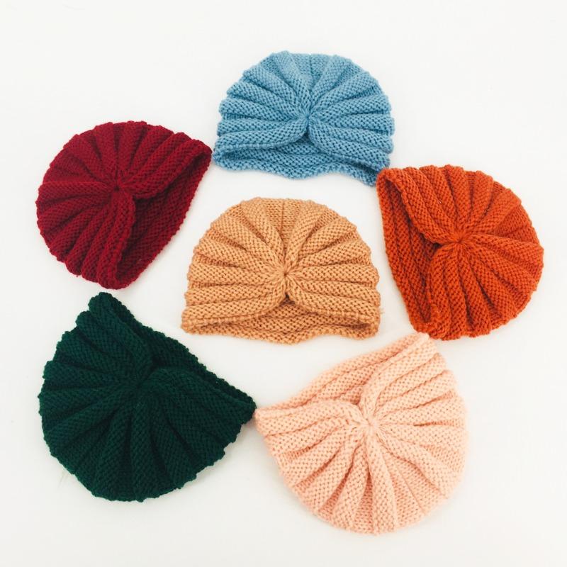 New baby fetal hat, baby autumn and winter warm knitted hat, children's wool hat turban hat