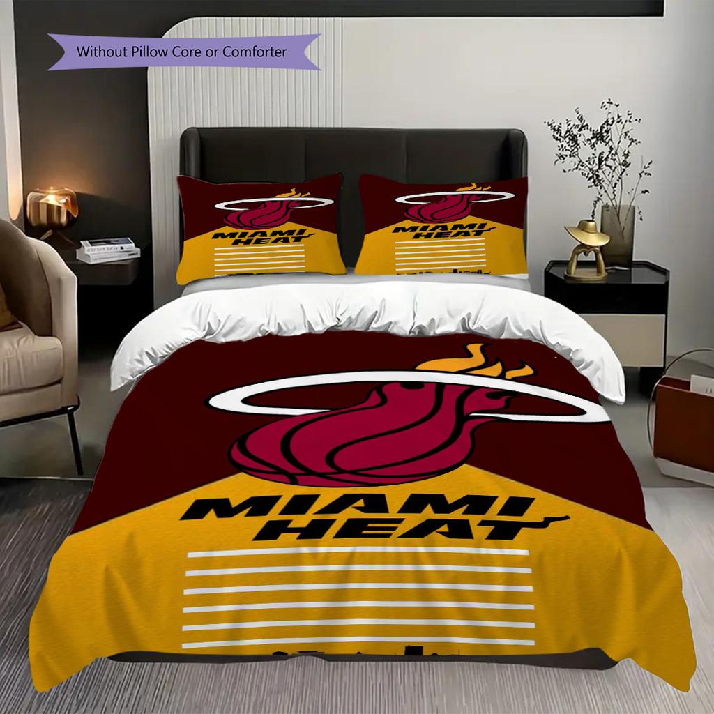 Vibrant Miami Heat Spirit Three-piece set(1 * duvet cover + 2 * pillowcase, without core)Soft and comfortable Bedding set Christmas birthday gift