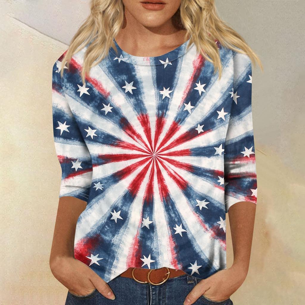 Женская футболка Повседневная футболка с принтом «День независимости», джемпер с круглым вырезом