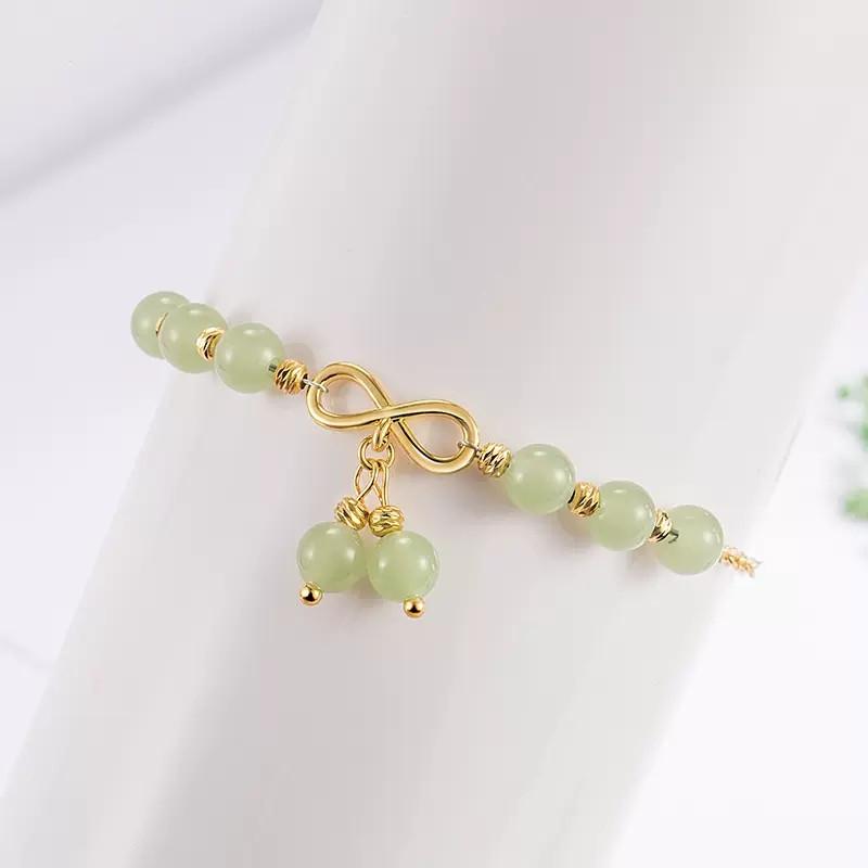 Элегантный женский браслет из нефрита с подвеской в виде вишни и бантиком - Милые, свежие украшения в национальном стиле