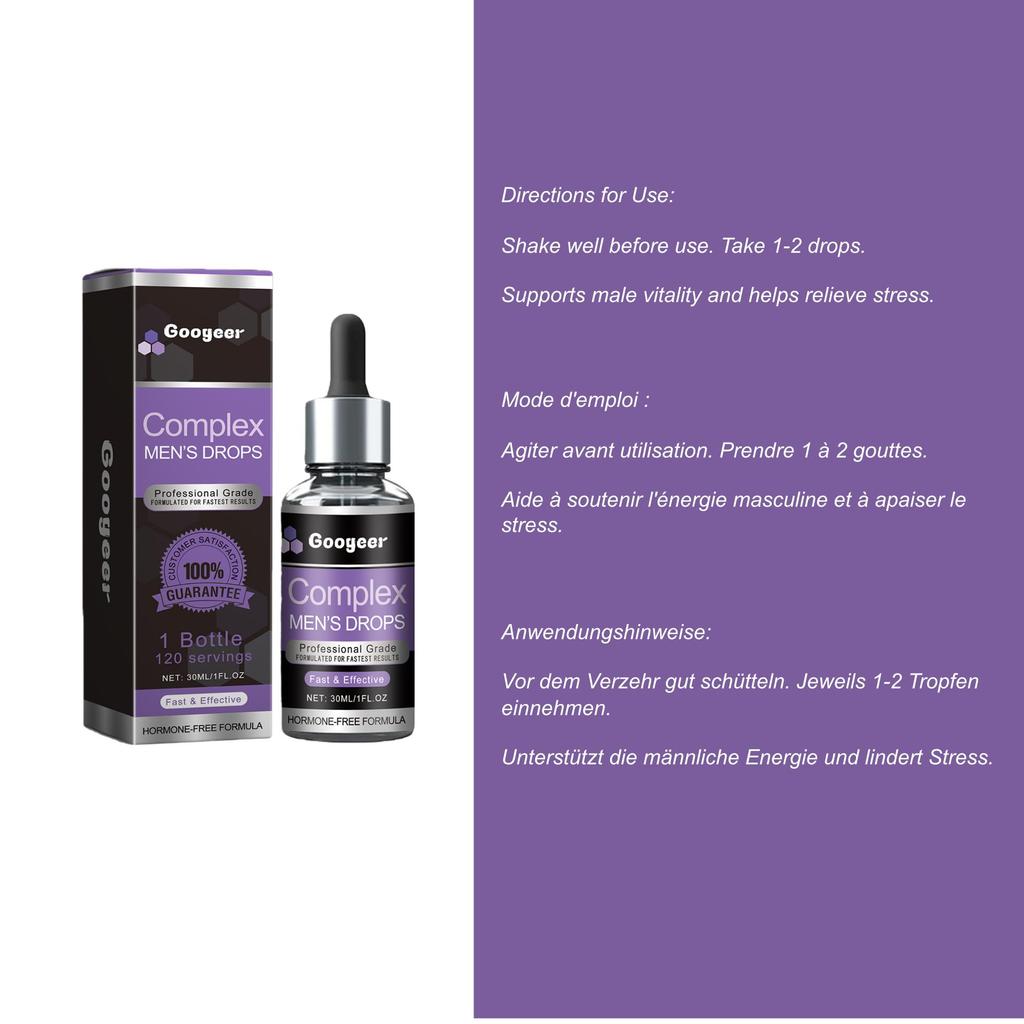 30ML Male Enhancement Drops – Oral use – Energy, Vitality and Physical Performance, 100% Plant-Based Formula