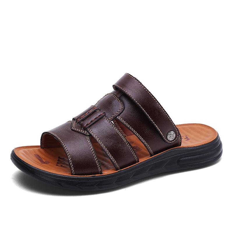 Модные мужские сандалии Новые летние легкие мужские туфли из натуральной кожи Удобные пляжные сандалии Модная повседневная обувь Кроссовки