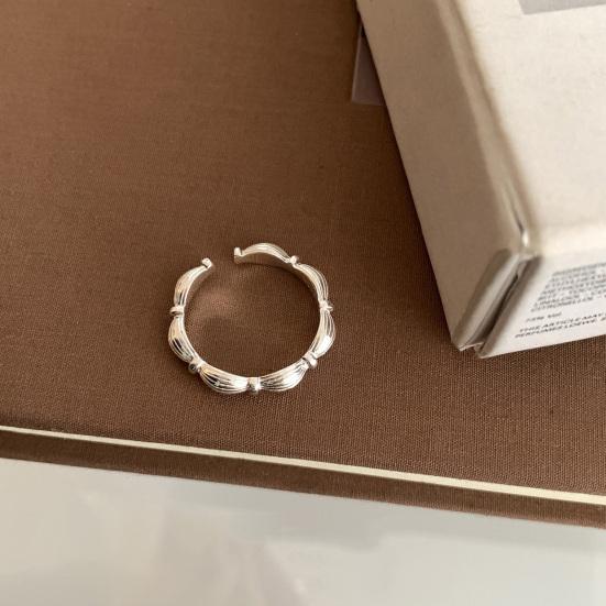 Женское кольцо-открытие, регулируемый размер, серебристый цвет, полированный сплав, текстурированное, ежедневное кольцо на палец для женщин