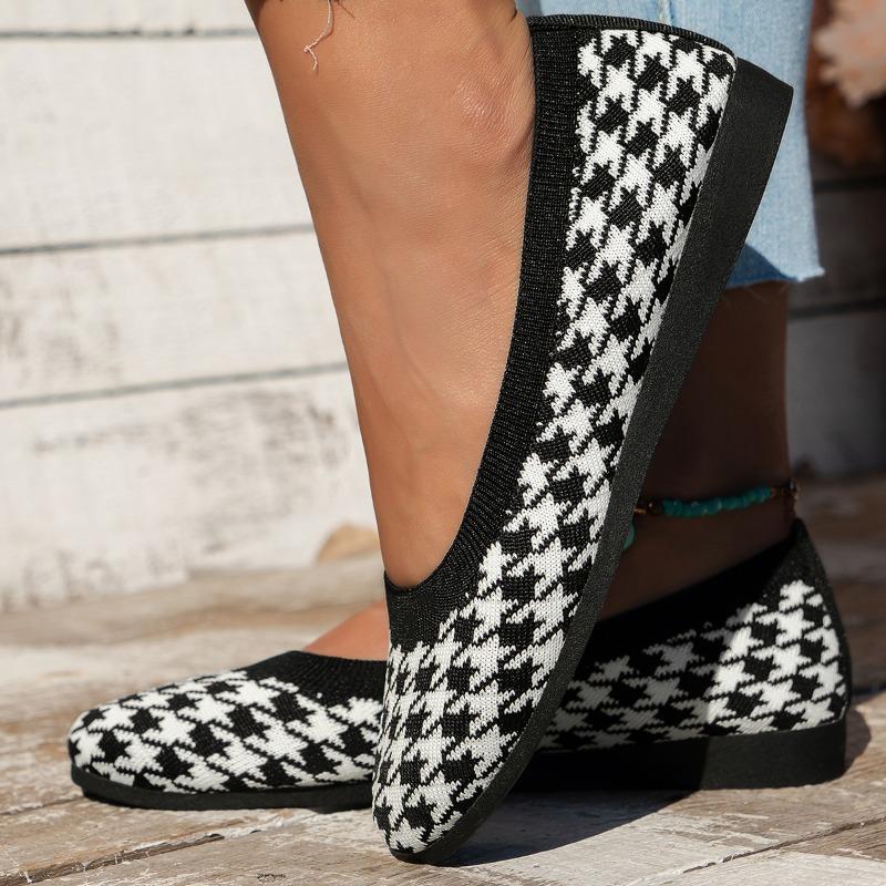 Мода Мода Большой размер 43 Балетки Женские Нарядные Удобные Трикотажные Туфли-балетки Повседневная обувь Балетки для ходьбы Круглый носок Офисная обувь