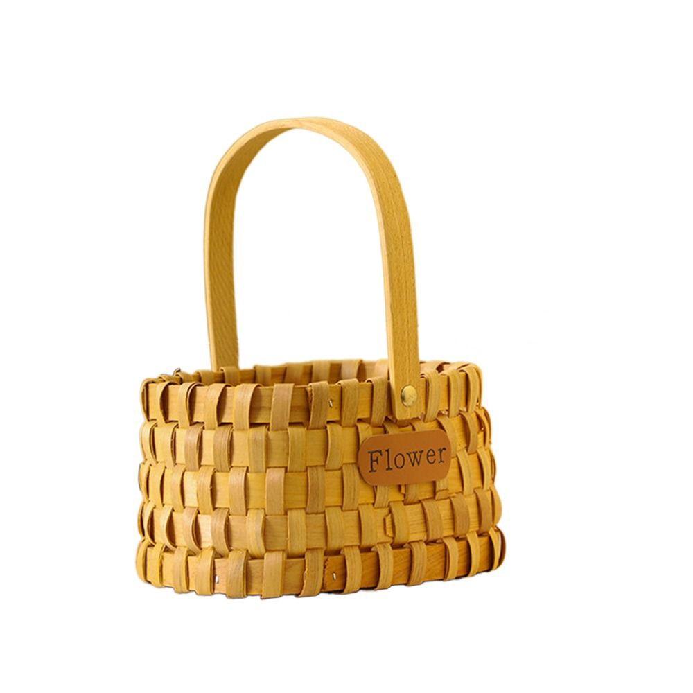 Brown Handheld Woven Flower Basket with Handle Decorative Baskets Gift Storage Basket