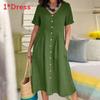 Summer Cotton Linen Dress With Pockets For Casual Streetwear Women